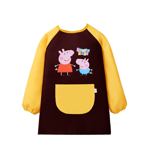 Children's smock, painting clothes, long-sleeved waterproof apron, art painting clothes, kindergarten baby eating and dressing with LOGO