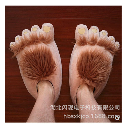 Creative Retro Savage Cotton Slippers Hobbit Bigfoot Home Stuffed Home Slippers All-inclusive Couple Shoes