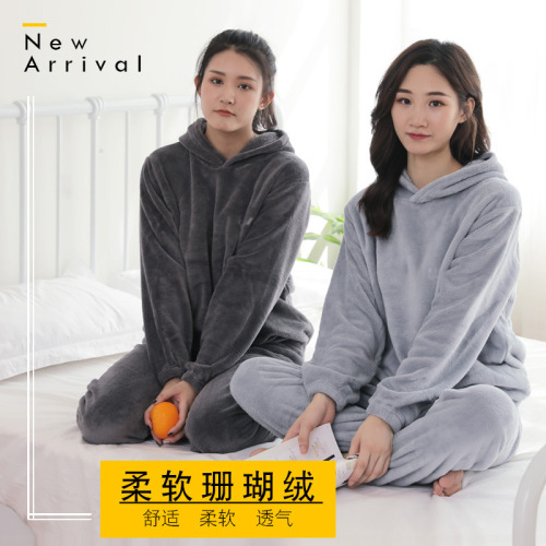 Fairy Warm Set Women's Autumn/Winter Home Wear Matchable Pajama Coral Fleece Thick Outer Wearing Warm Pajamas for Plus Size