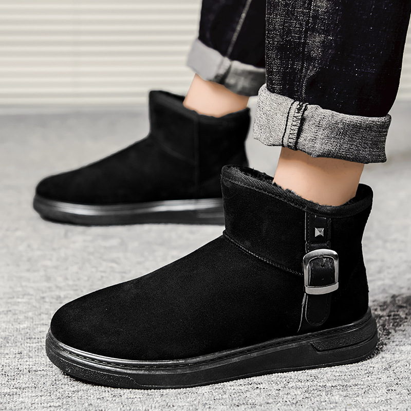 东北雪地靴男加厚保暖皮毛一体面包鞋皮面防水防滑冬季加绒棉鞋男