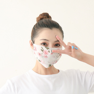 Sunscreen face shield lady sunshade dustproof summer ventilation Thin section Ear hanging Covering her face face shield printing Mask
