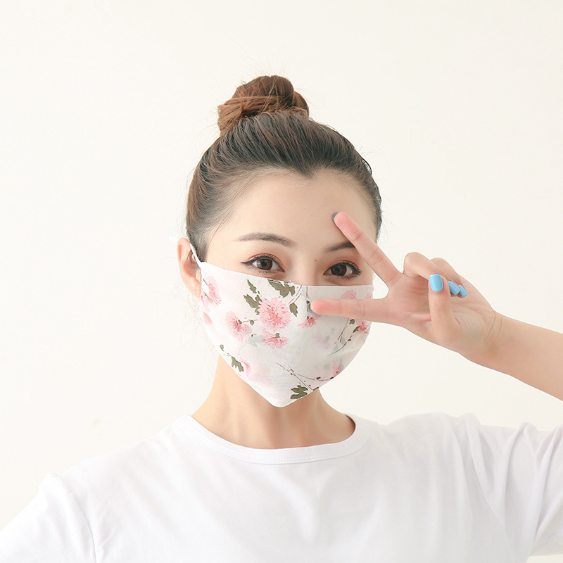 Sunscreen face shield lady sunshade dustproof summer ventilation Thin section Ear hanging Covering her face face shield printing Mask