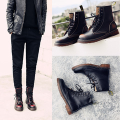 2019 Autumn New Genuine Leather Men's Martin Boots European and American Fashion Round Head Boots Stylish Youth Short Boots