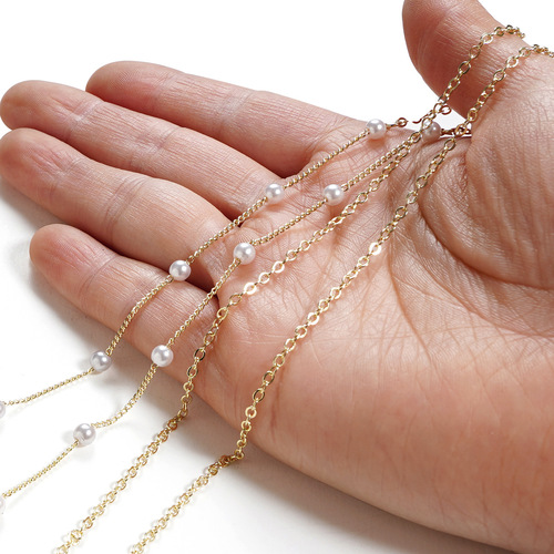 New fashionable pearl chain lanyard anti-lost lanyard necklace glasses chain (flat word pearl + o word)