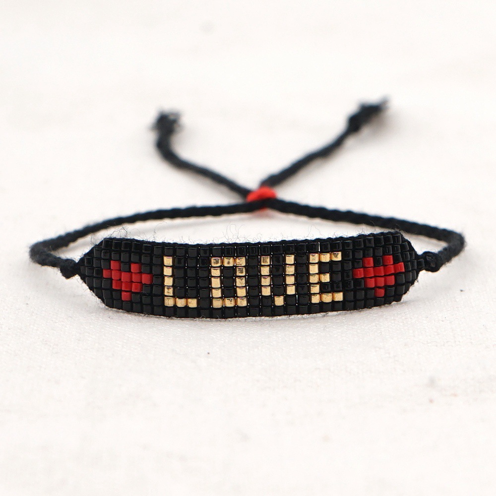Miyuki rice bead woven LOVE letter bracelet Bohemia Indian style handmade beaded love braceletpicture3