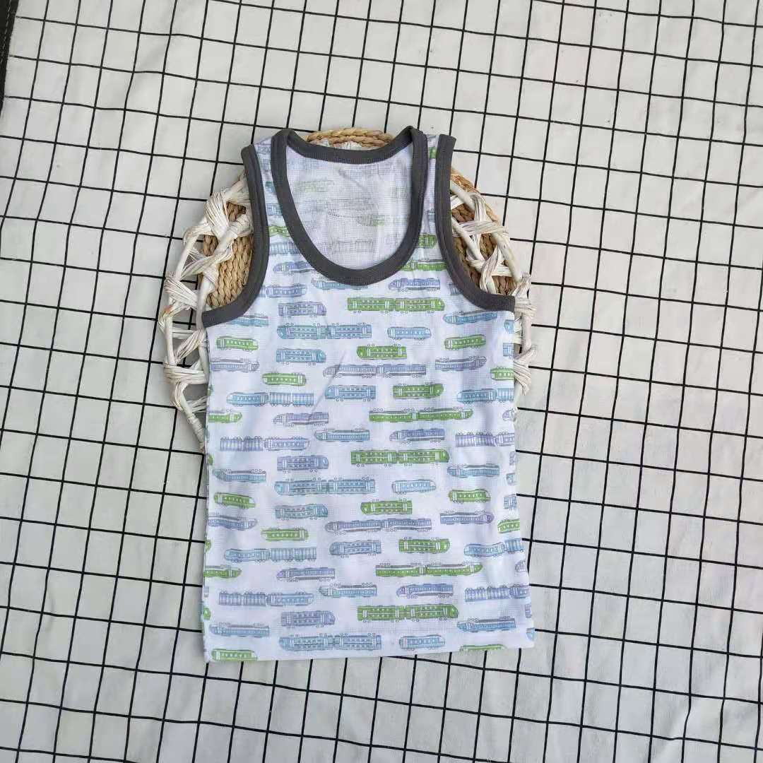 Ropa para niños 24 días solo chaleco impreso completo para niños Camisa sin mangas de verano camiseta neta precio bajo al por mayor