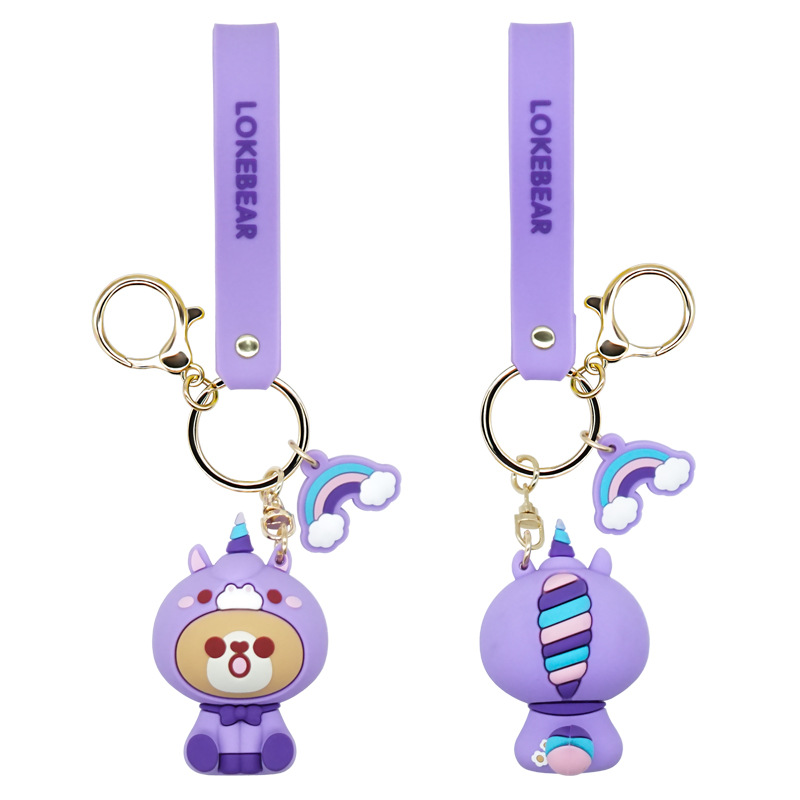 正版授权 卡通PVC软胶钥匙扣 礼品 创意汽车挂件珞可熊钥匙扣批发