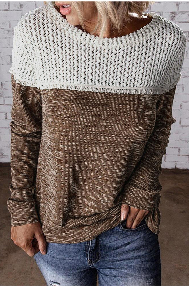 women winter new stitching round neck loose sweater  NSSI2401