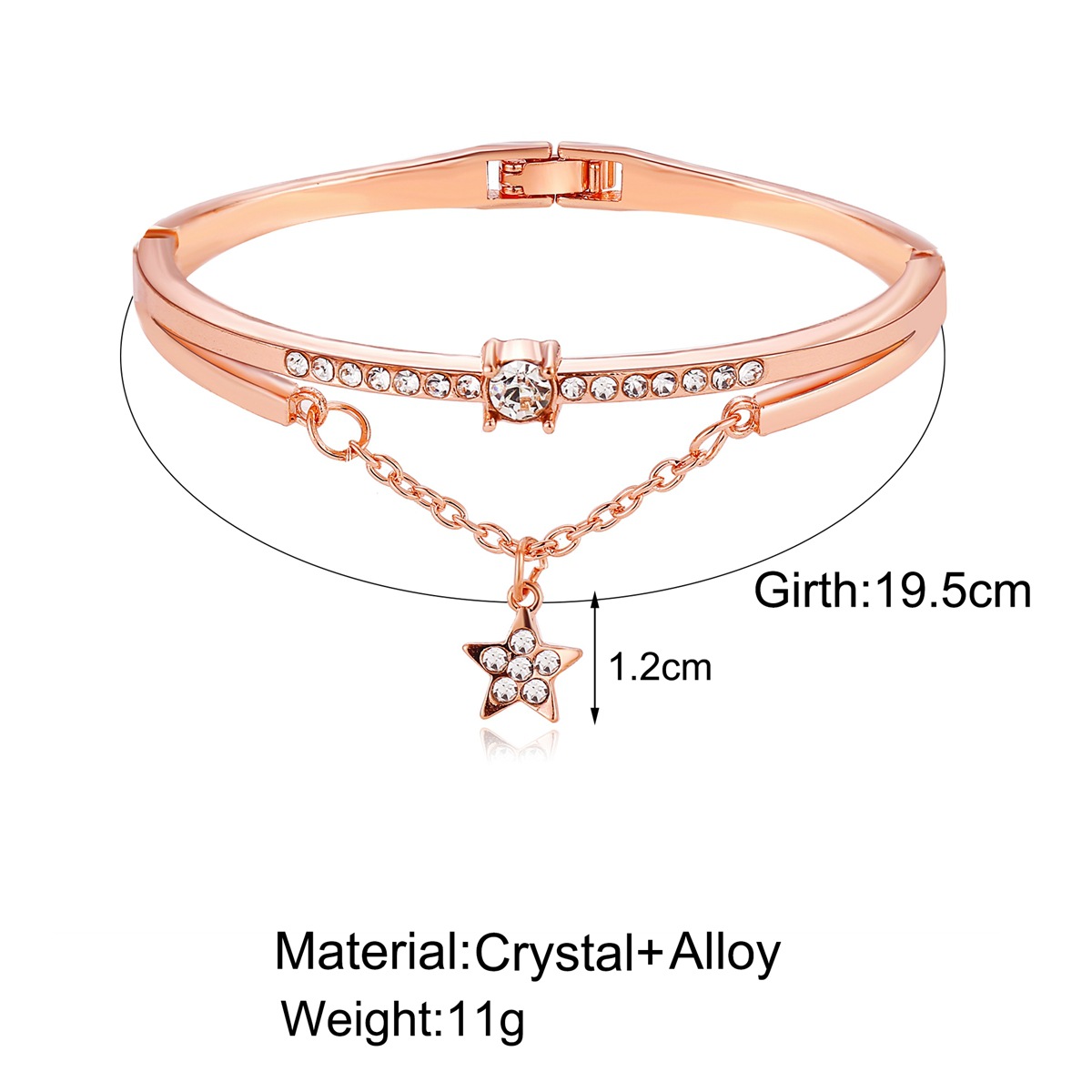 Retro Alloy Five-pointed Star Diamond Bracelet display picture 1