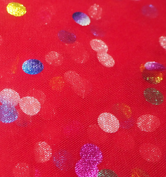 Nuevo colorido punto estampado tela de malla de nylon punto de onda de color vestido de princesa tela de malla de malla de nylon