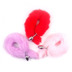 Intimate accessory artificial hair female use metal anal plug fox tail teasing toy role playing one piece for shipping