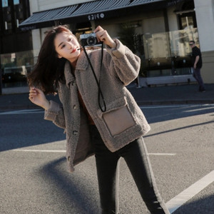羊毛羔外套女韩版2020秋冬季皮毛一体加厚毛绒宽松短款羊羔毛外套