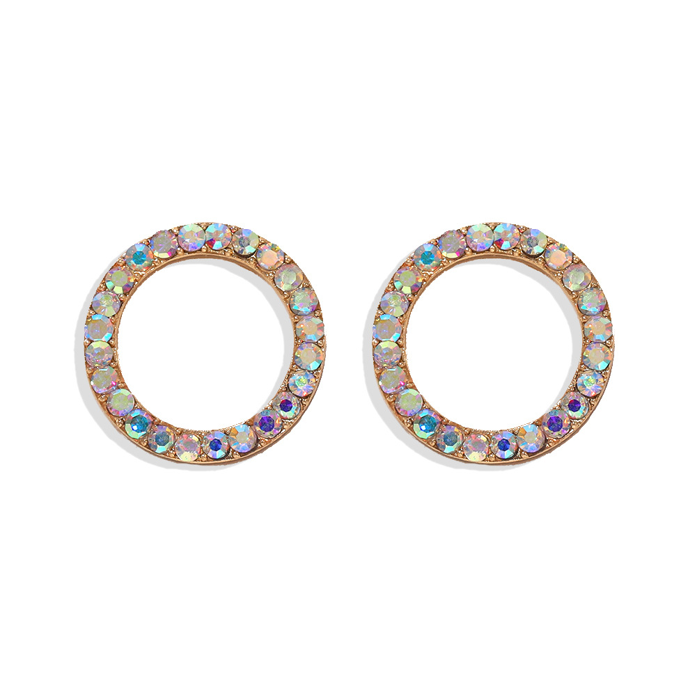 Sweet Full Diamond Round Earrings Mori Temperament Girl Color Diamond Super Flash Geometric Earrings Street Shooting Accessories Wholesale Nihaojewelry display picture 20