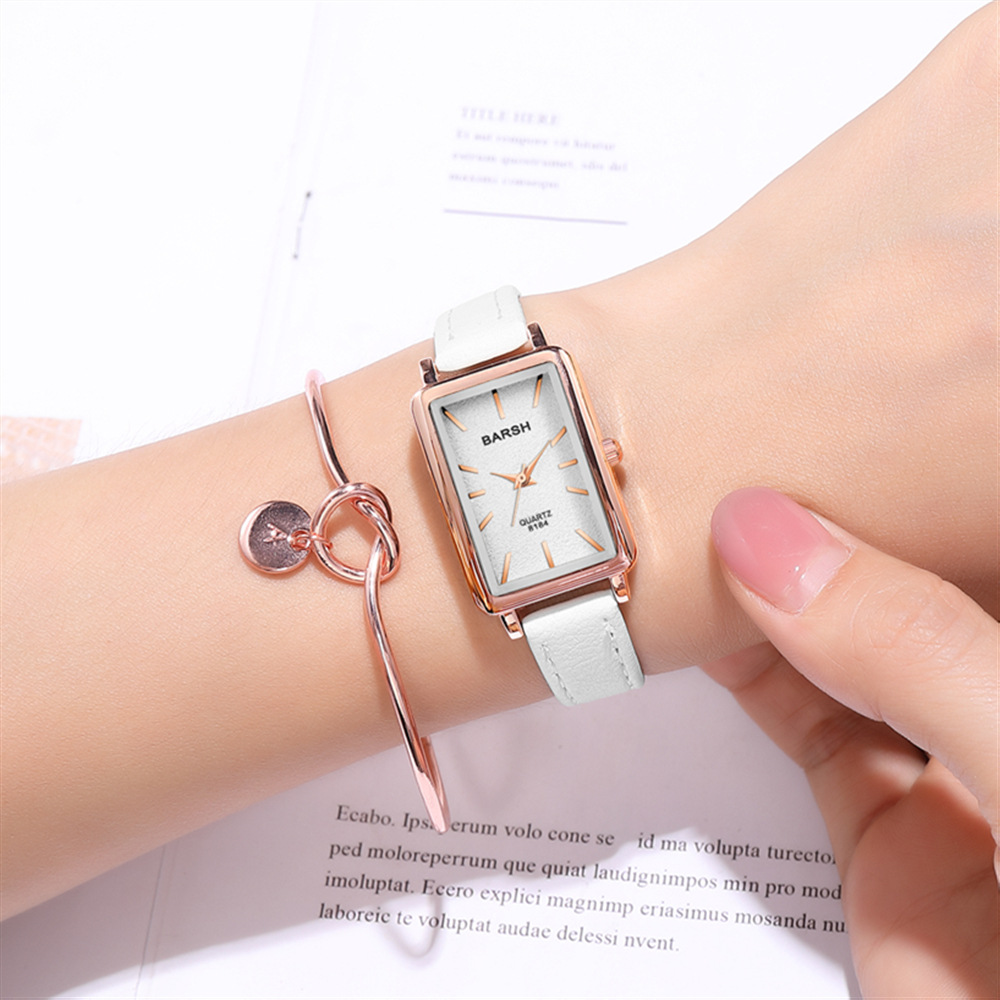Ordinary Glass Mirror Material Fashion Rectangle Buckle Quartz Women's Watches