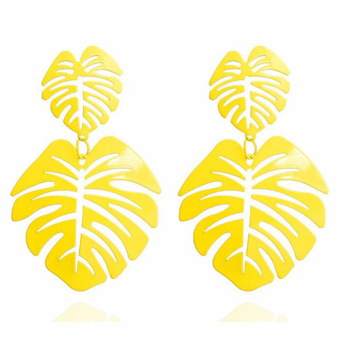Cross-border hot-selling exaggerated earrings for women, fashionable and creative metal electroplated leaf earrings, retro earrings manufacturer