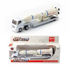 华一合金儿童玩具车模型火箭运输车导弹平板拖车卡车礼盒装