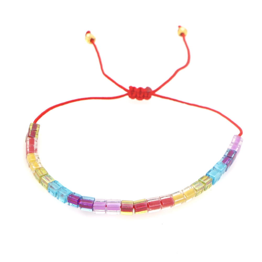 Rainbow Beaded Glass Bracelet display picture 6