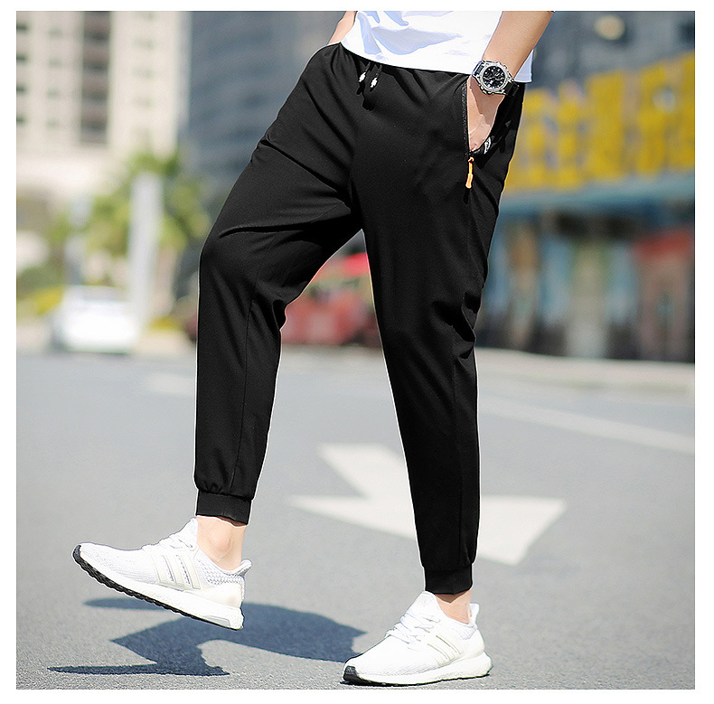 man motion Ankle banded pants Korean Edition Trend pure cotton leisure time trousers Versatile Spring and autumn season Straight Basketball trousers