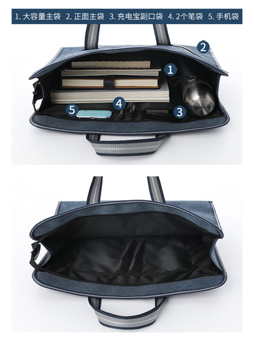 A4 portable document bag canvas thickened conference information bag file bag document bag multi-layer business storage briefcase