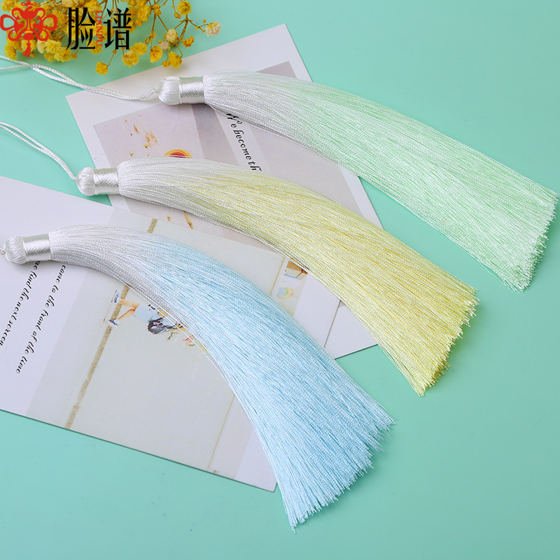 16cm【不掉色】淡雅系渐变流苏穗子压襟冰丝古风小吊穗垂直抗皱|ms