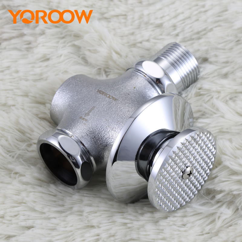 友莱铜手按式蹲便器冲水阀 四通冲洗阀大便延时冲洗阀 厕所冲洗阀|ru