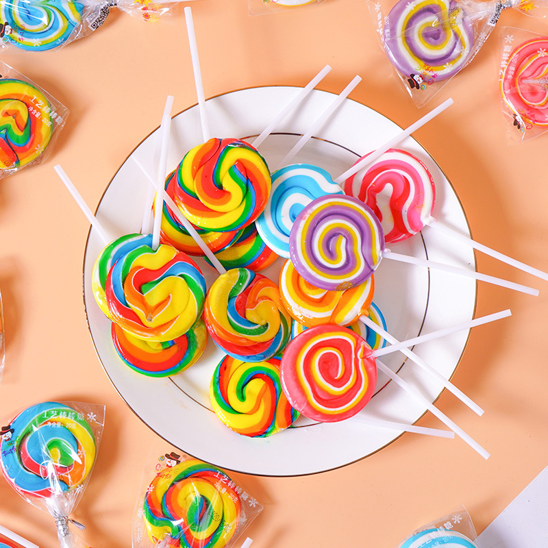 五彩波板糖盒装60支创意网红功夫七彩棒棒糖彩虹糖水果味硬糖果