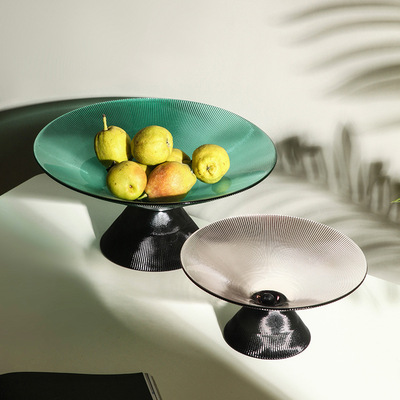 北欧轻奢玻璃水果盘创意个性糖果零食收纳盘客厅茶几家用装饰摆件|ru