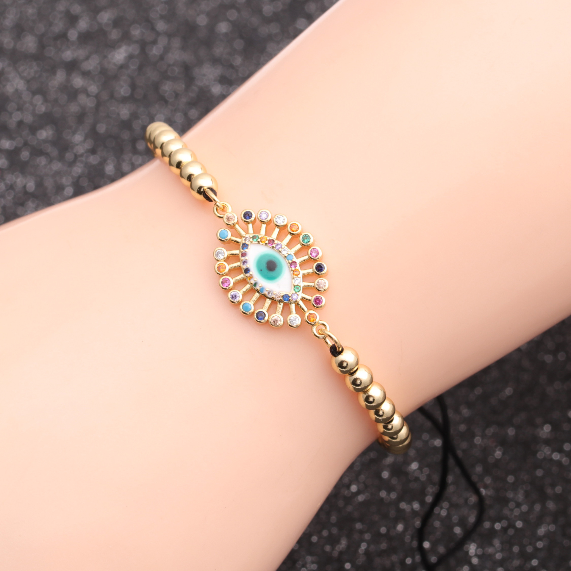 copper micro-inlaid zircon devilu0027s eye bracelet