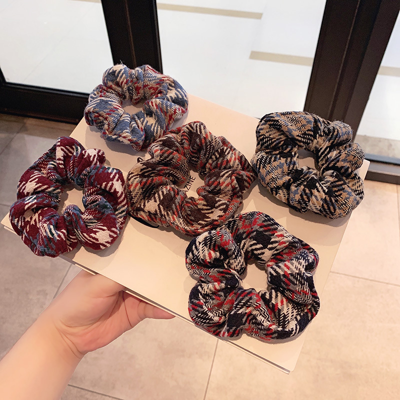 Blue Plaid Large Intestine Hair Scrunchies display picture 1
