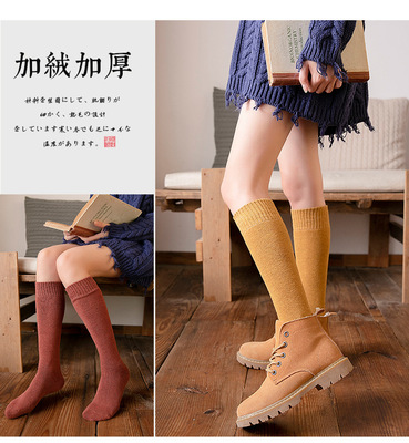 Stockings Autumn and winter solar system jk Korean Edition High cylinder A lower leg Stockings thickening Terry keep warm Stockings