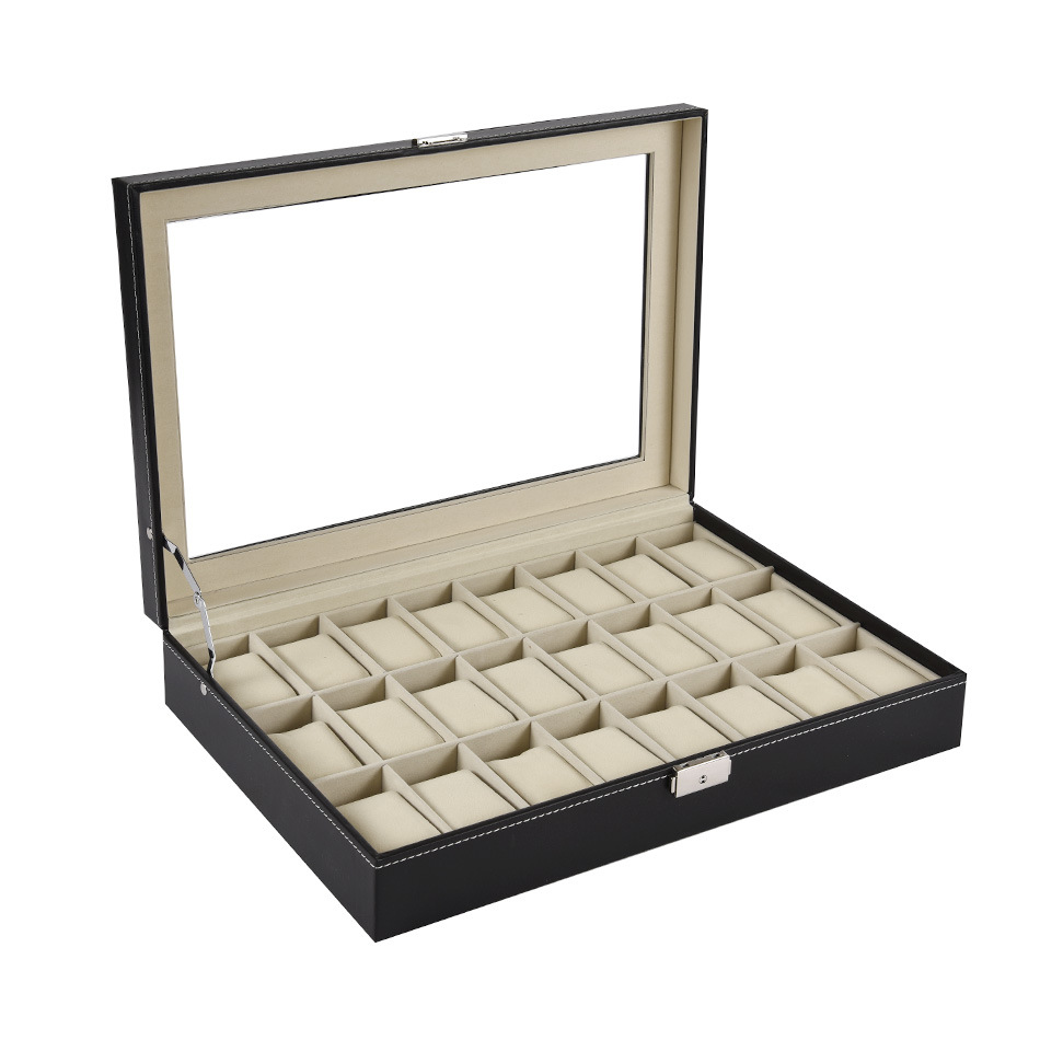 Spot Goods Pu10-Bit Double-Layer Jewelry Box Watch Display Box 6 Grid 12 Grid 20-Bit 24 Watch Box Hand