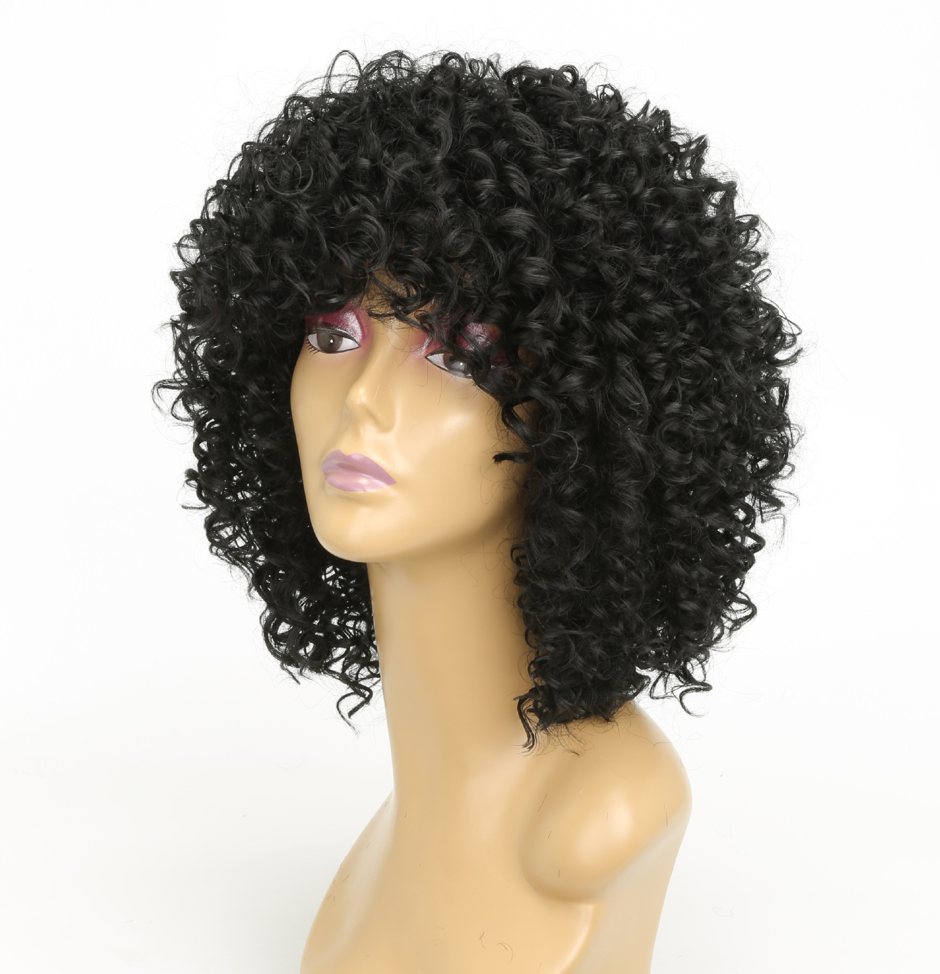 Synthetic wig Small Kinky curled headband fluffy and explosive wig headband_voghion.com