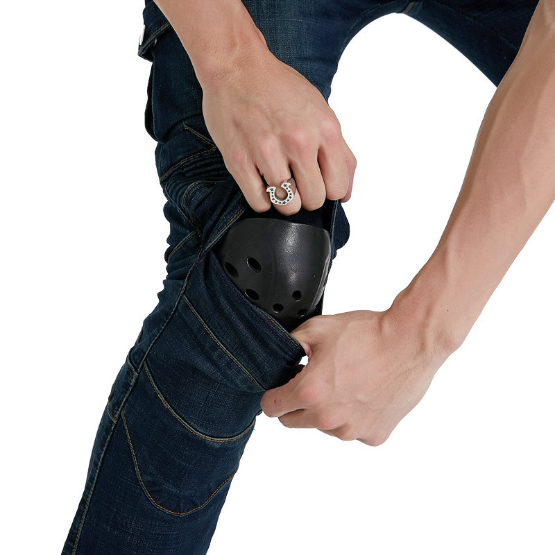 Pantalones de montar en motocicleta directos de fábrica pantalones vaqueros de los hombres resistentes a las caídas fuera de la carretera verano cuatro estaciones pantalones casuales de motocicleta de algodón puro