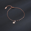 Golden ankle bracelet stainless steel, accessory, Korean style, pink gold, simple and elegant design, wholesale