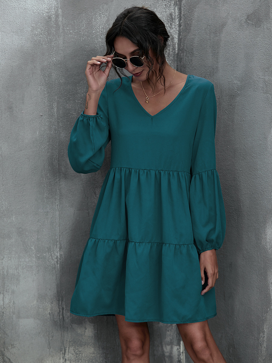 V-neck Long Sleeve Dress NSAL1938