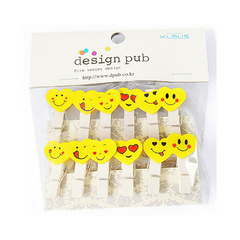 Small wooden clip, wooden paper clips, large wooden clip, photo clip with hemp string included / 3.5 x 0.7 cm / Yellow heart-shaped design