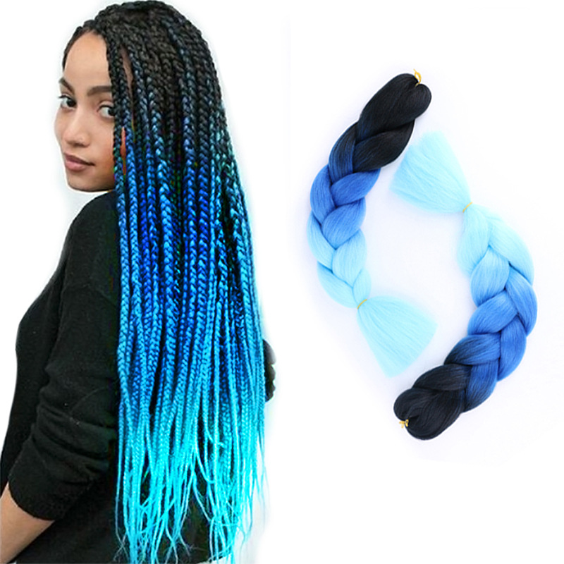 非洲大辫子假发女长发 渐变色脏辫jumbo braid hai高温雅克丝辫子|ru