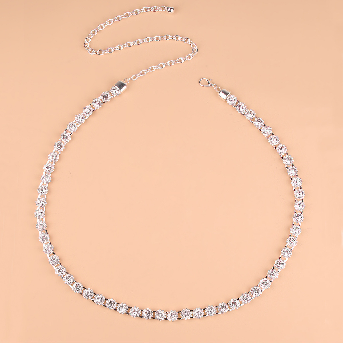 2020新款女士满钻金属链条腰链blingbling闪钻腰带银色跨境爆款|ms