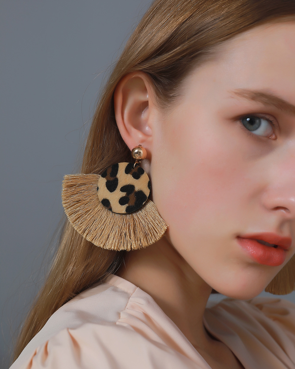 Bohemian retro leopard print tassel earrings