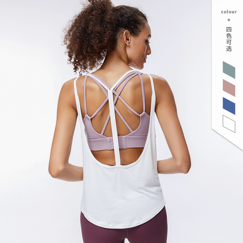 Sexy yoga suit sports vest women yoga running loose sleeveless blouse breathable fitness top