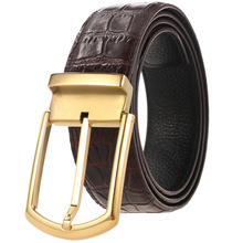 男不锈钢针扣皮带 休闲皮带 头层牛皮腰带 LY38-61483-8
