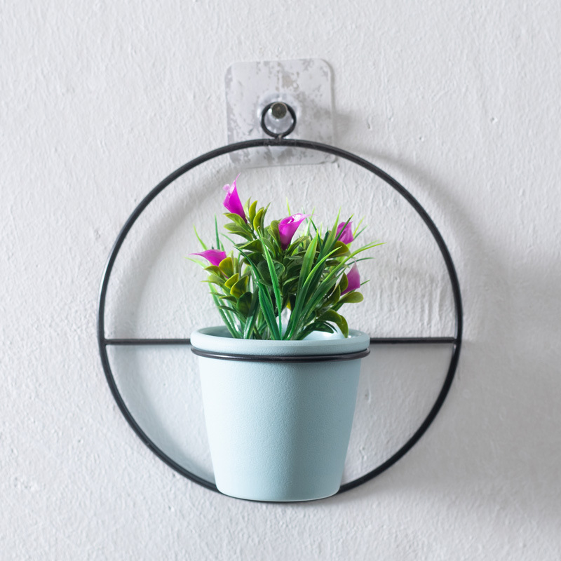 Decoración de la pared floral Flor de plástico maceta de hierro soporte creativo decoración colgante arreglo floral arte simple fabricante