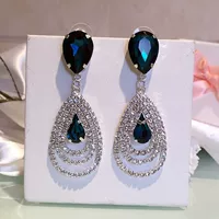Universal earrings drop-shaped, European style, micro incrustation