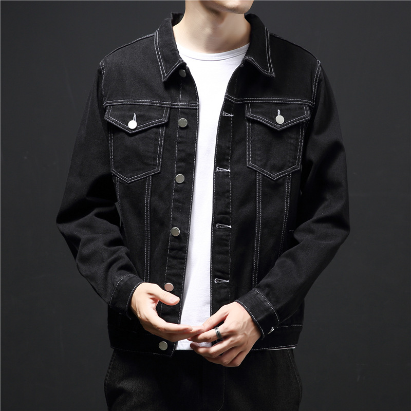 Spring And Autumn New Denim Jacket Men's Tide Brand Autumn And Winter Top Korean Trend Black Casual Autumn Jacket