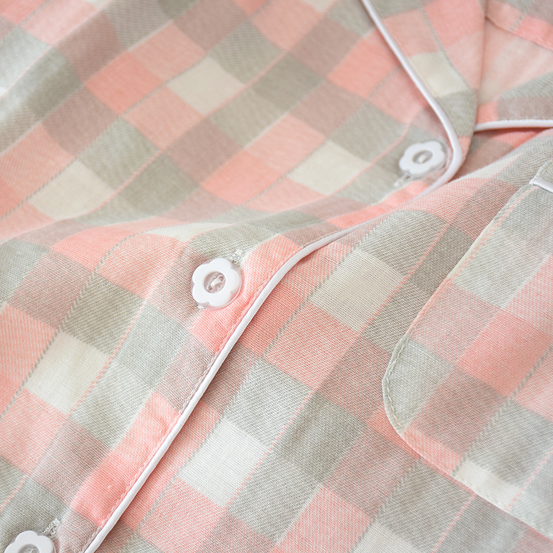 新款纱布情侣格子睡衣