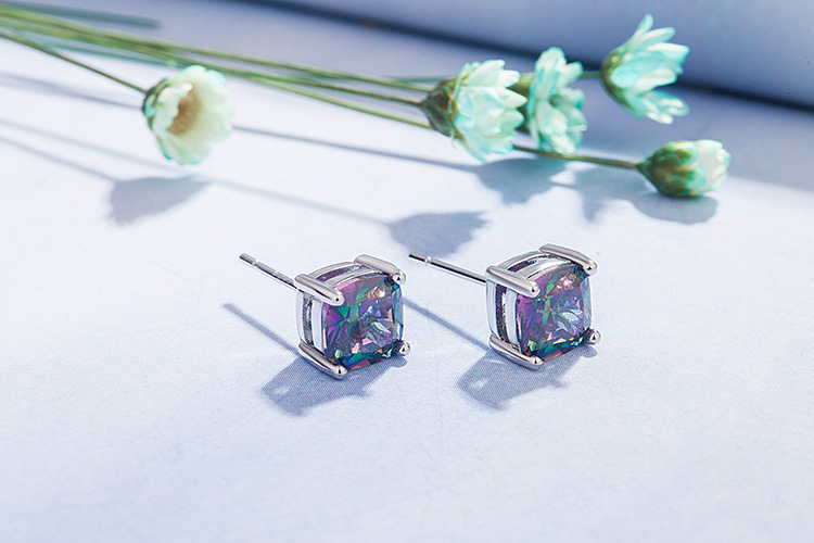 fashion style retro square earrings colorful zircon earrings simple jewelrypicture4