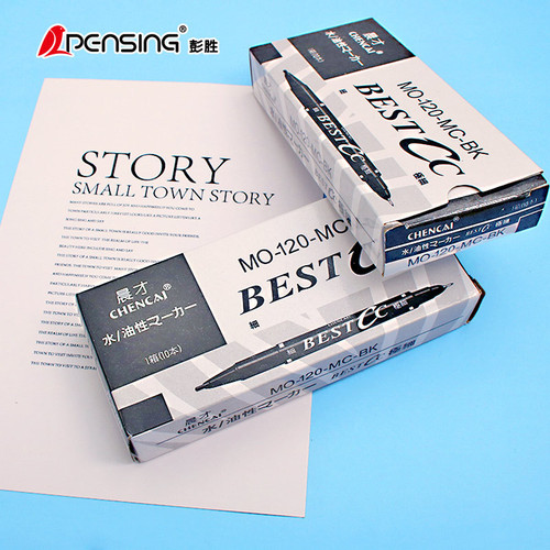 Small double-headed marker oil-based pen children's hook line pen black thin head quick-drying student office stationery supplies wholesale