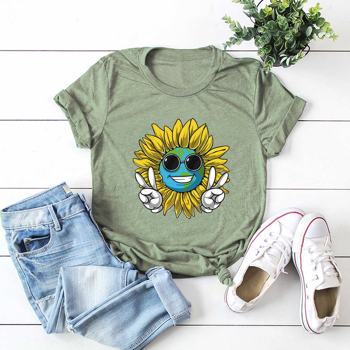  casual sunshine sun short sleeve women s T-shirt NSSN1770