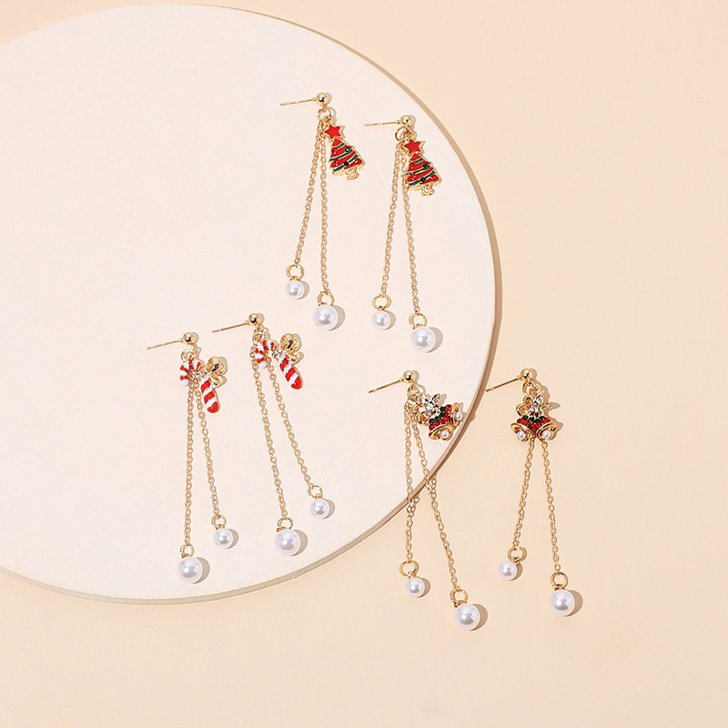 6g Weight Earrings Classification Women'S Gender Christmas Style Christmas Tassel Retro Pearl Earrings 1