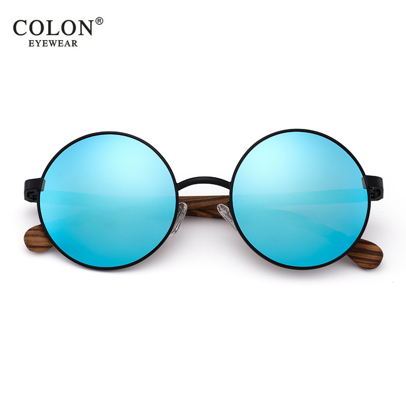 2020新款時(shí)尚金屬木質(zhì)太陽(yáng)鏡偏光寶麗來(lái)高清墨鏡圓形復(fù)古眼鏡